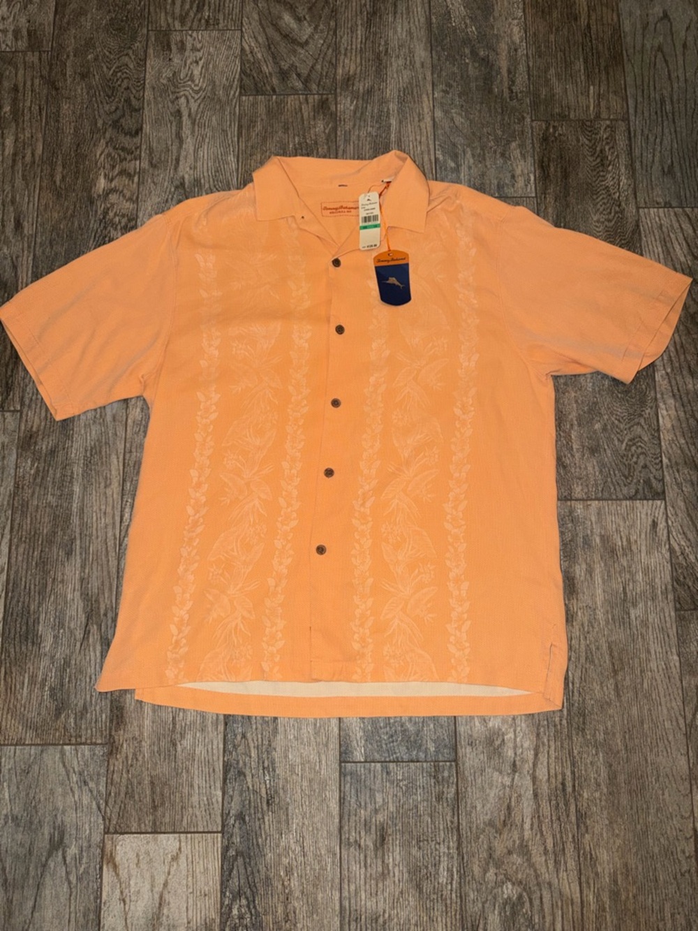 Tommy Bahama Lei Riviera Jacquard Silk Shirt NWT Orange L
